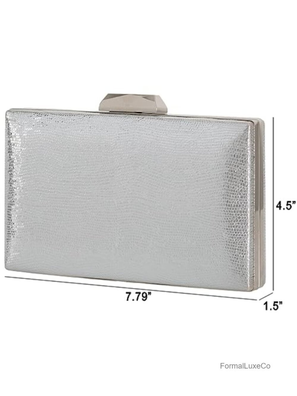 Metallic Material Hard Case Evening Party Clutch with Crossbody Chain - Picture 2 of 6